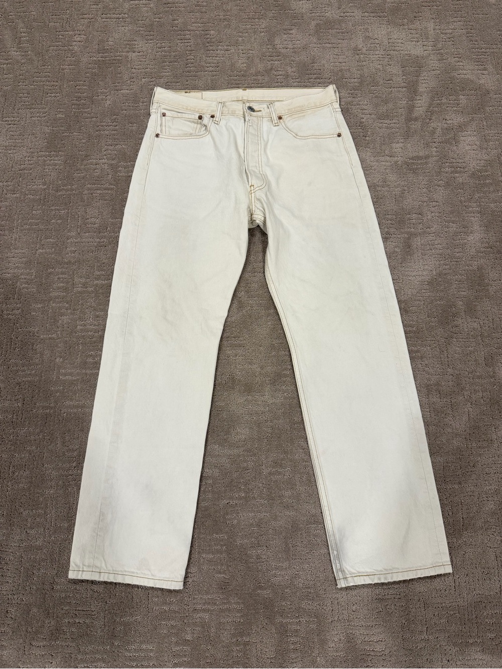 Levi & Strauss Men's 501 Button Fly Jeans 33x32 White Denim